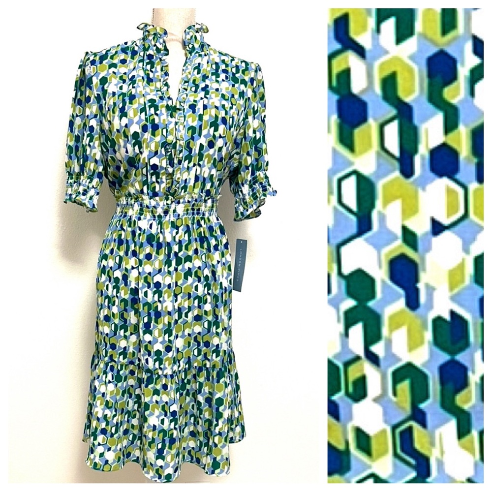 London Times Green and Blue Floral Mini Dress